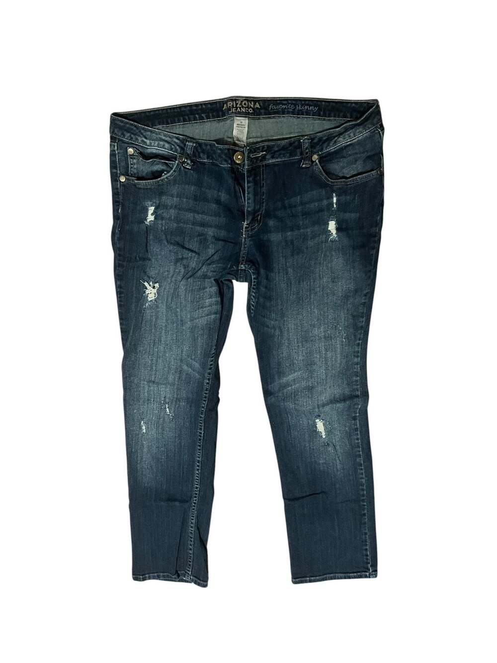 Arizona Jean Co. Favorite Skinny Distressed Dark Wash Jeans